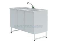 Мойка лабораторная химическая ЛК-1200 СМС-ПВ (1200х600х900) (2 раковины врезные -полипропилен, глубина 300мм) (корпус Полипропилен)