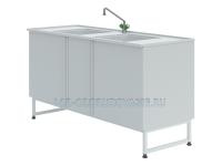 Мойка лабораторная химическая ЛК-1500 СМС-ПВ (1500х600х900) (2 раковины врезные -полипропилен, глубина 300мм) (корпус Полипропилен)